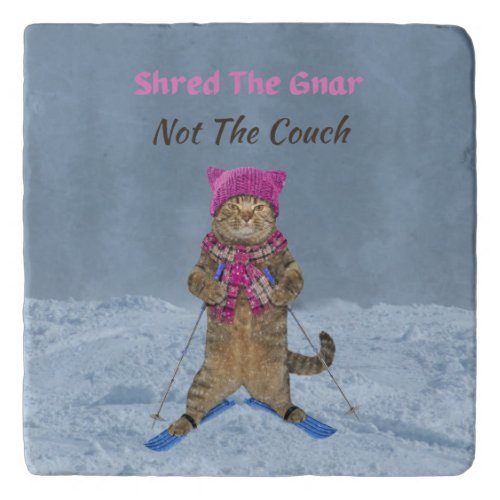 Trivet Shred the Gnar Ski Cat Trivet