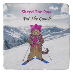 Trivet, Shred the Pow Ski Cat Trivet