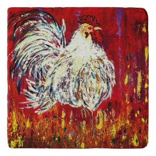 Trivet Stone Rooster Chicken