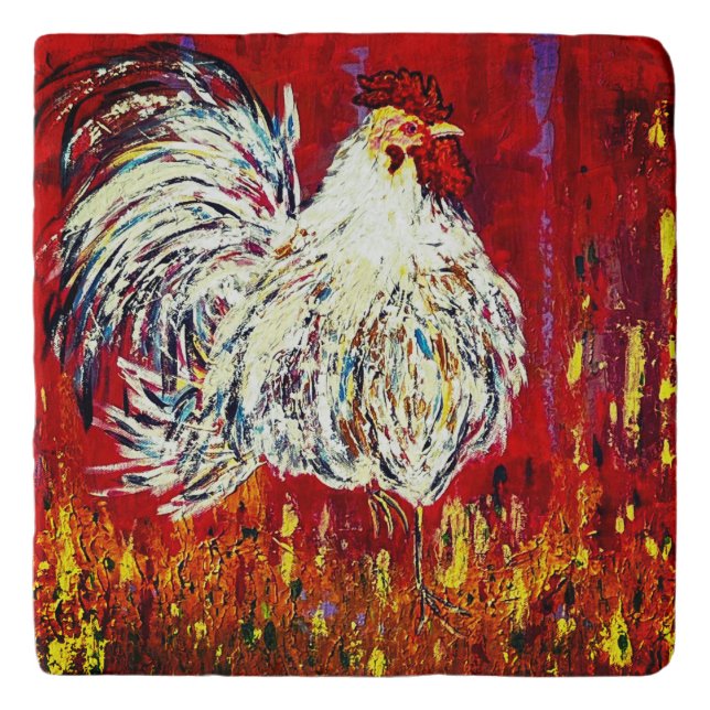 Trivet Stone Rooster Chicken (Front)