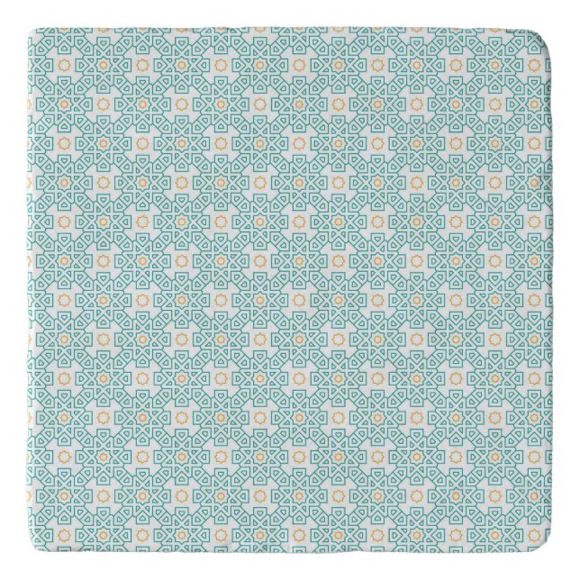 Trivet Teal & Gold Arabesque Hot Pad – Modern Moro (Front)
