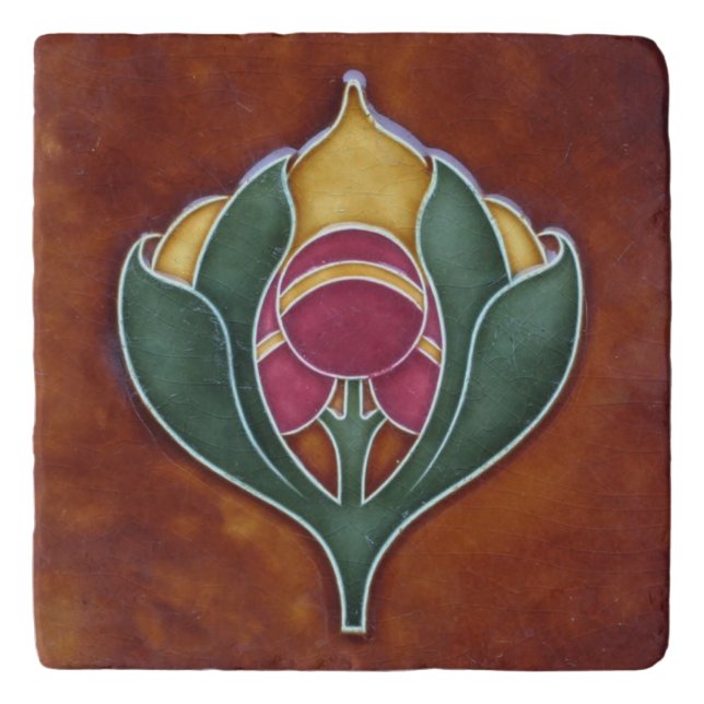 Trivet - Unique Vintage Floral Art Nouveau (Front)