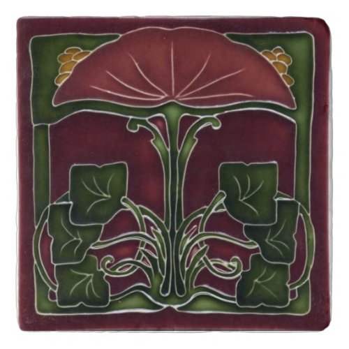 Trivet _ Vintage Art Nouveau Floral Red Green