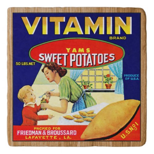 TRIVET _ Vitamin Brand _Yams_ Produce Crate Label