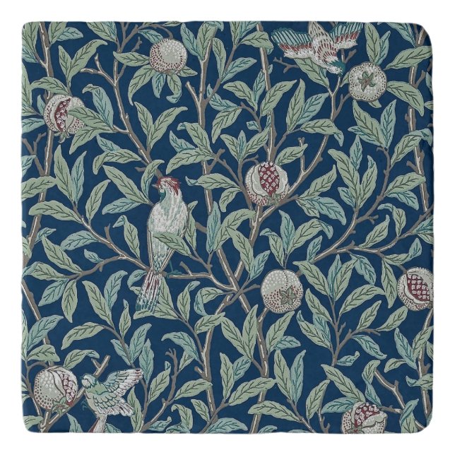 TRIVET : WILLIAM MORRIS : POMEGRANATES & BIRDS (Front)