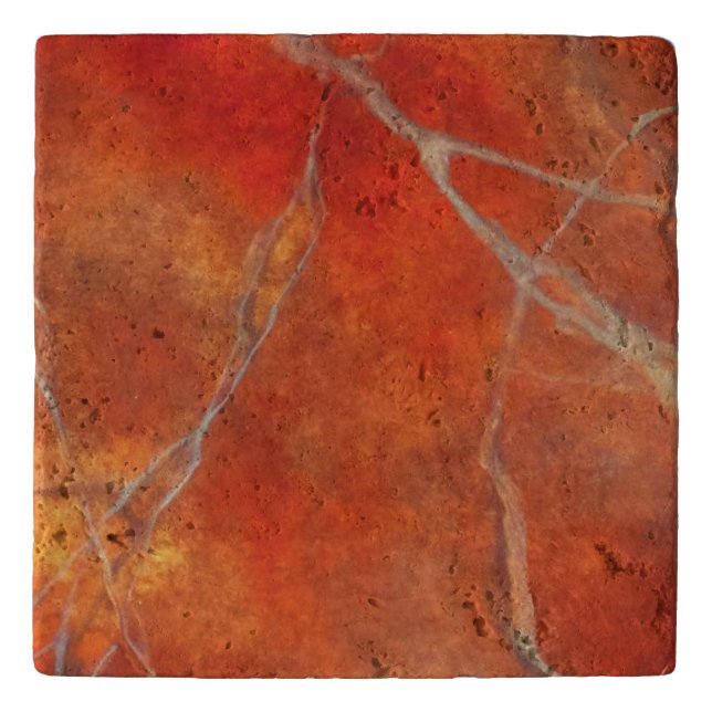 Trivet with red hot marble art design (Front)