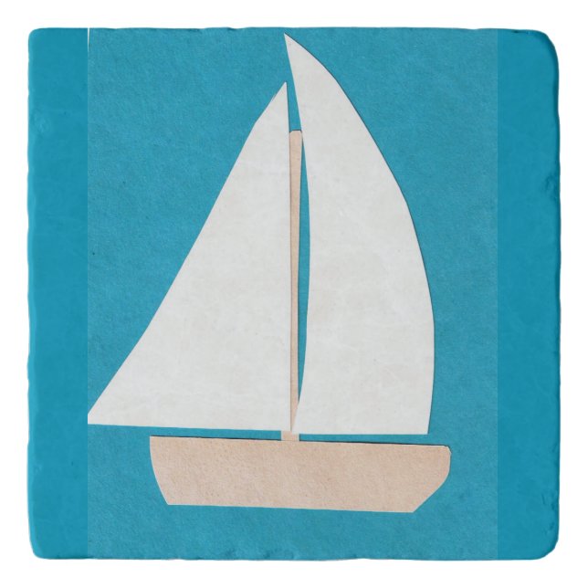 Trivet with White Sailboat (Front)