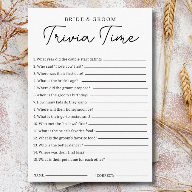 Trivia Game For Bride And Groom Bridal Shower Game Invitation (Creator Uploaded)