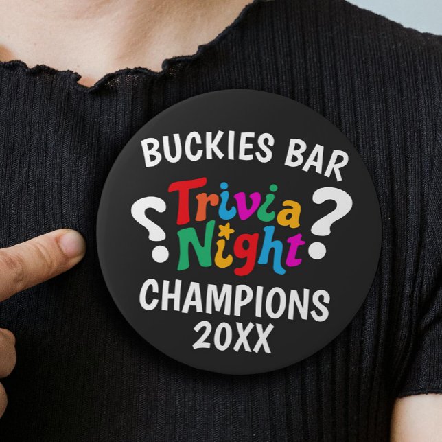 Trivia Night game night colorful fun quiz award Button (Creator Uploaded)