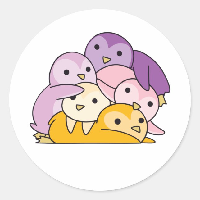 Trixic Flag Pride Lgbtq Cute Penguin Classic Round Sticker (Front)