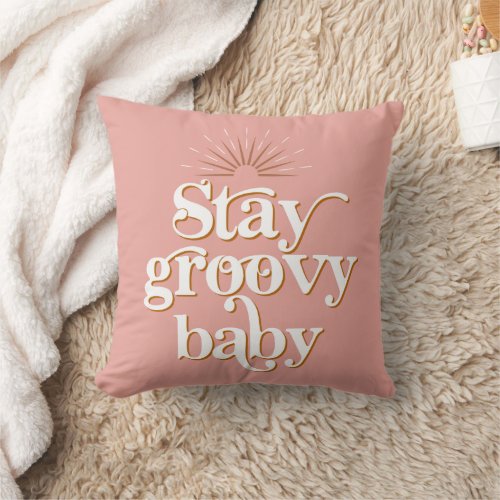 TRIXIE 70s Retro Pink Stay Groovy Baby Nursery Throw Pillow