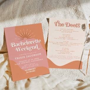 TRIXIE Retro 70's Disco Pink & Orange Bachelorette Invitation