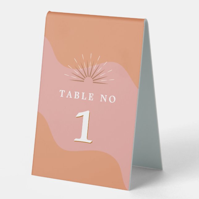 TRIXIE Retro 70's Groovy Pink Orange Table Numbers Tent (Front)