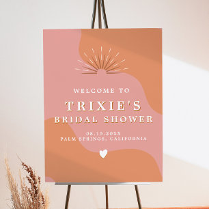 TRIXIE Retro 70s Pink Orange Bridal Shower Welcome Foam Board