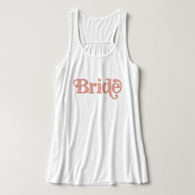 TRIXIE Retro 70's Themed Blush and Orange Bride Tank Top (Design Front)