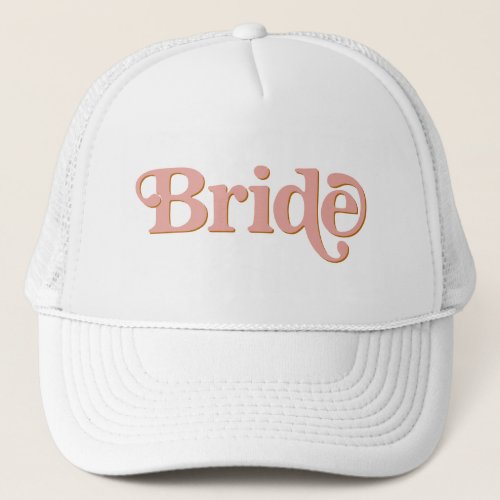 TRIXIE Retro 70s Themed Blush and Orange Bride Trucker Hat
