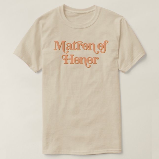 TRIXIE Retro 70's Themed Orange Matron of Honor T-Shirt (Design Front)