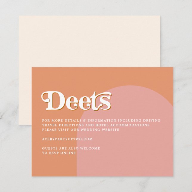 TRIXIE Retro Arched 70's Themed Deets Details Card (Front/Back)