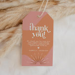 TRIXIE Retro Pink & Orange Groovy Thank You Favor Gift Tags<br><div class="desc">This thank you favor tag or gift tag features a bright orange and pink color combination with a retro themed font and sunburst with groovy wavy lines. Easily edit all of the colors to match your event and change the thank you message to meet your needs.</div>