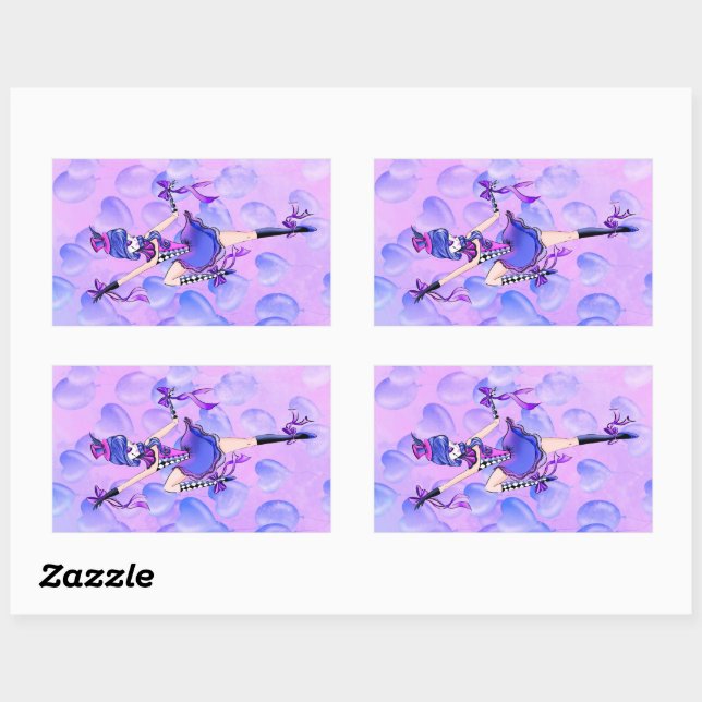 Trixie the Clown - blue Balloons  Rectangular Sticker (Sheet)