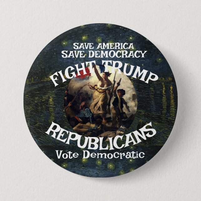Trmp Naz! Republ!can Party Vote Democratic USA Button (Front)
