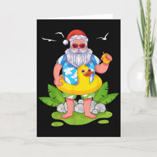 Trocal Summer Funny Hawaiian Santa Claus Christmas Card