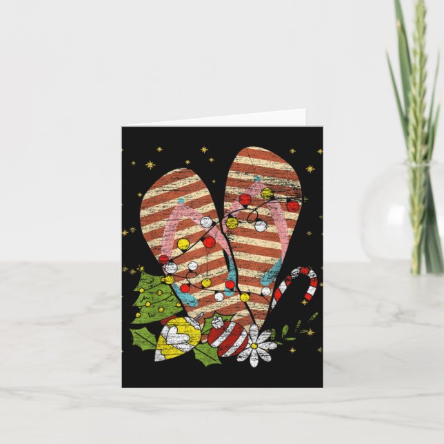 Trocal Xmas Summer Vacation Flip Flops Christmas I Card (Front)