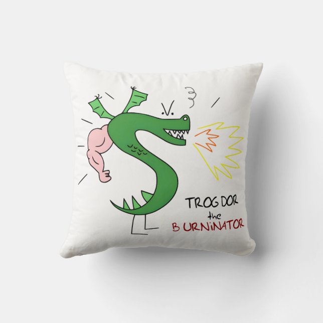 Trogdor The Burninator Throw Pillow (Back)