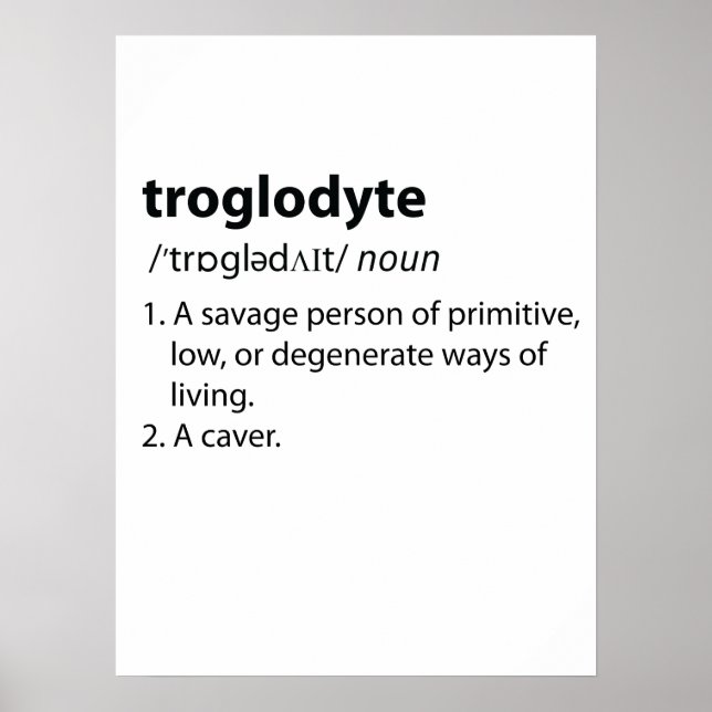 Troglodyte - Funny Definition Caving Speleology Poster (Front)