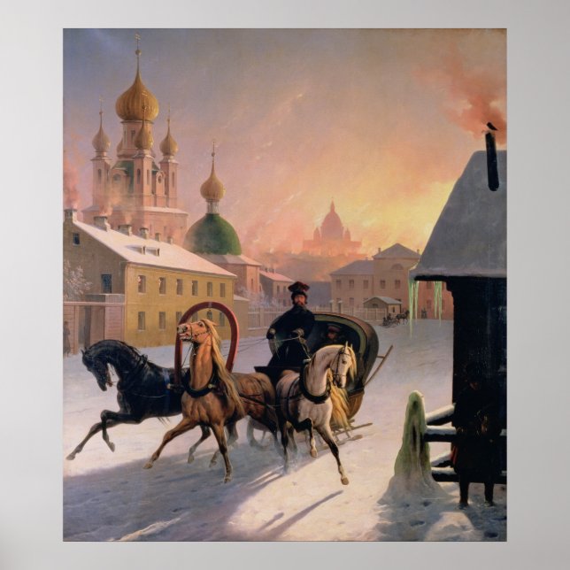 Troika on the Street in St. Petersburg, 1850s Poster (Front)