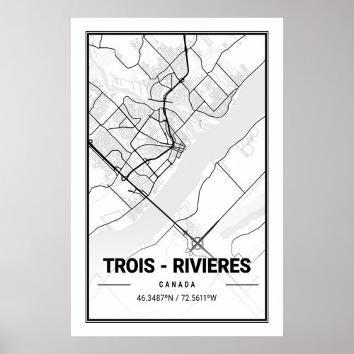 Trois_Rivieres Quebec Canada Travel City Map Poster