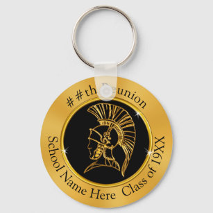 Trojan Class Reunion Party Favors, Black and Gold Keychain