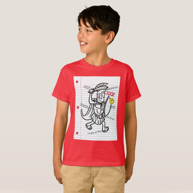 Trojan Soldier armor of God homework T-shirt (Front Full)