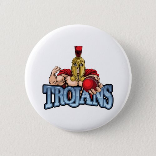 Trojan Spartan Cricket Sports Mascot Button