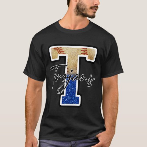 Trojans Baseball Team Mascot Pride School Spirits  T_Shirt