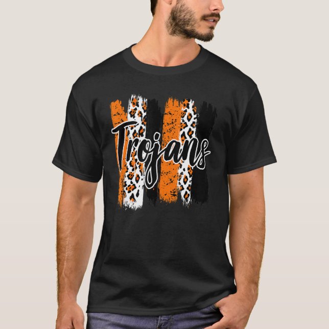 Trojans School Sports Fan Team Spirit Mascot T-Shirt (Front)