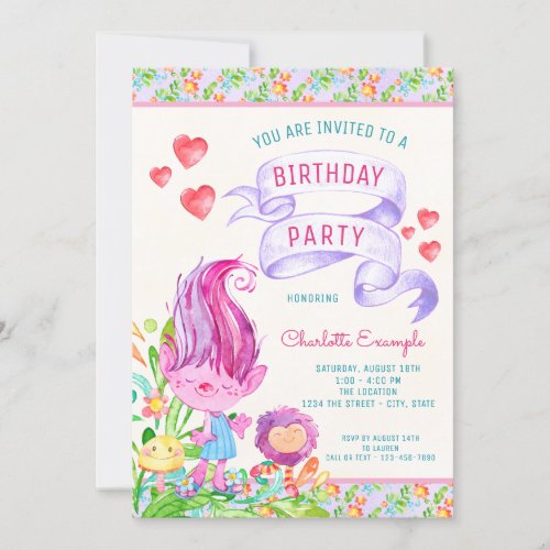 Troll Any Number Birthday Party Invitations