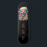 *~* Troll AP89 Hippie Neon Black Initials Flower Skateboard<br><div class="desc">(Search code AP89 for Troll items and AP88 for medieval theme items ) Easily Transfer to other Zazzle Products. BLACK background Skateboard. The Hippie NEON colors just pop Customize / Personalize your INITIALS / MONOGRAM. Cute funny Long Hair Troll . Bright RAINBOW neon colors. This is a Popular Trending design...</div>