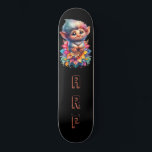 *~* Troll AP89 Hippie Neon Whimsical Initial Cute Skateboard<br><div class="desc">(Search code AP89 for Troll items and AP88 for medieval theme items ) Easily Transfer to other Zazzle Products. BLACK background Skateboard. The Hippie NEON colors just pop Customize / Personalize your INITIALS / MONOGRAM. Cute funny Long Hair Troll . Whimsical Cute Fun Bright RAINBOW neon colors. This is a...</div>