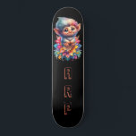 *~* Troll AP89 Hippie Neon Whimsical Initial Cute Skateboard<br><div class="desc">(Search code AP89 for Troll items and AP88 for medieval theme items ) Easily Transfer to other Zazzle Products. BLACK background Skateboard. The Hippie NEON colors just pop Customize / Personalize your INITIALS / MONOGRAM. Cute funny Long Hair Troll . Whimsical Cute Fun Bright RAINBOW neon colors. This is a...</div>