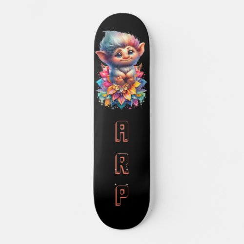  Troll AP89 Hippie Neon Whimsical Initial Cute Skateboard