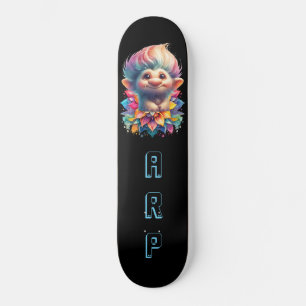 *~* Troll AP89 Neon Black Initials Fun Flower Skateboard