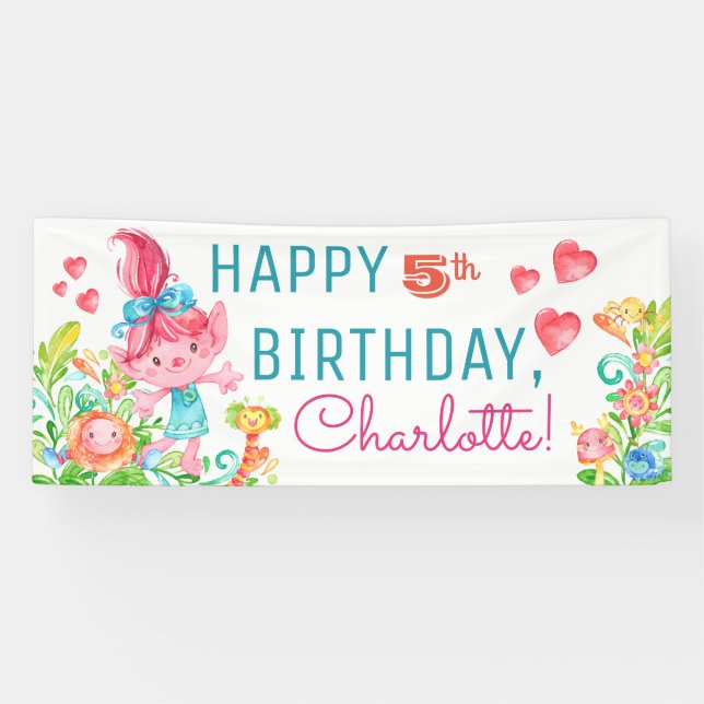 Troll Birthday Party Banners (Horizontal)