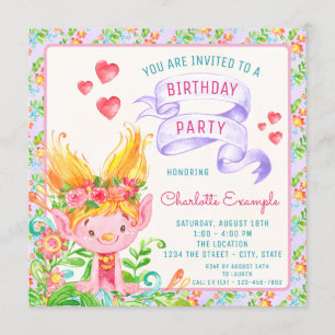 Troll Birthday Party Invitations