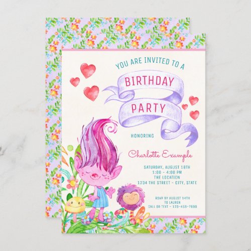 Troll Birthday Party Invitations