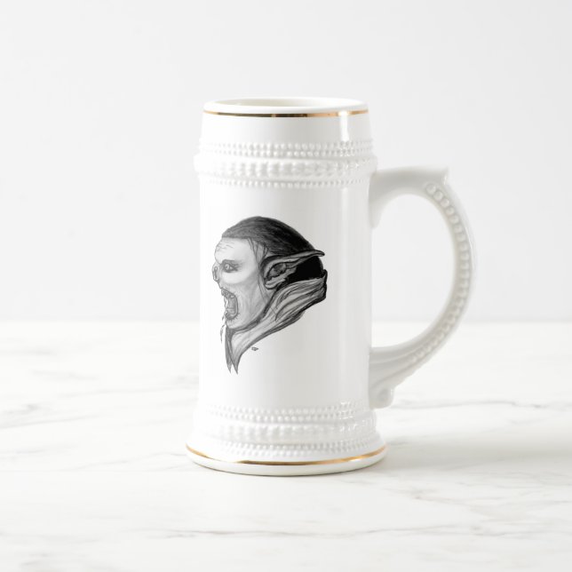 Troll black and white design beer stein (Right)