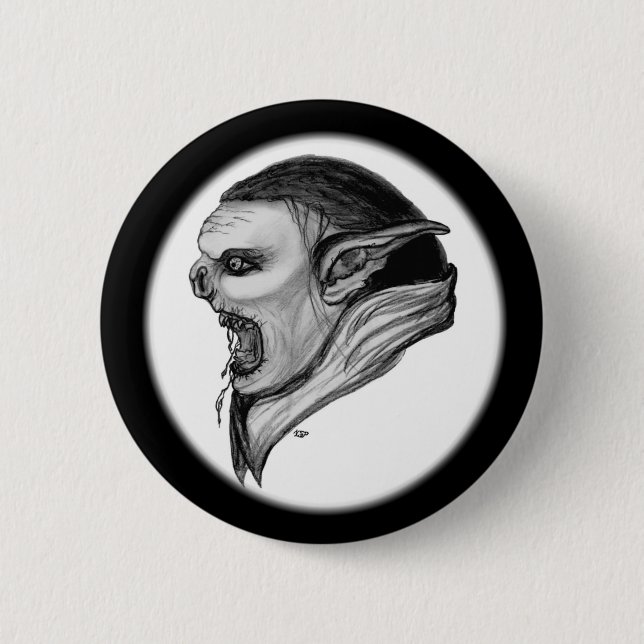 Troll black and white design button (Front)