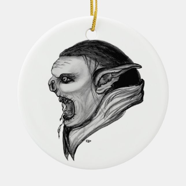 Troll black and white design ceramic ornament (Front)