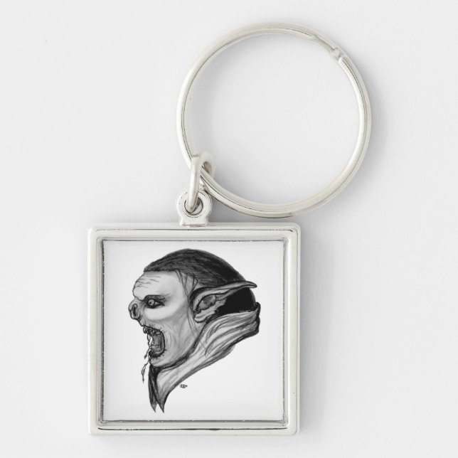 Troll black and white design keychain (Front)