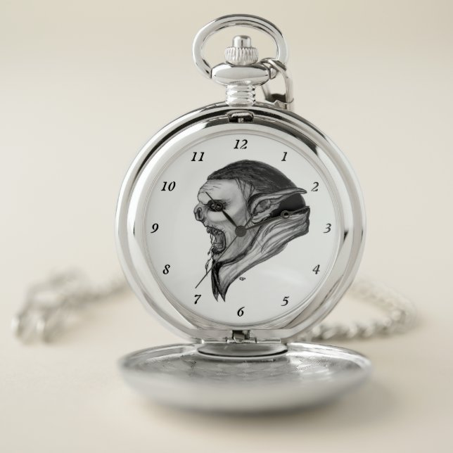 Troll Black and White Design Pocket Watch (Inside)
